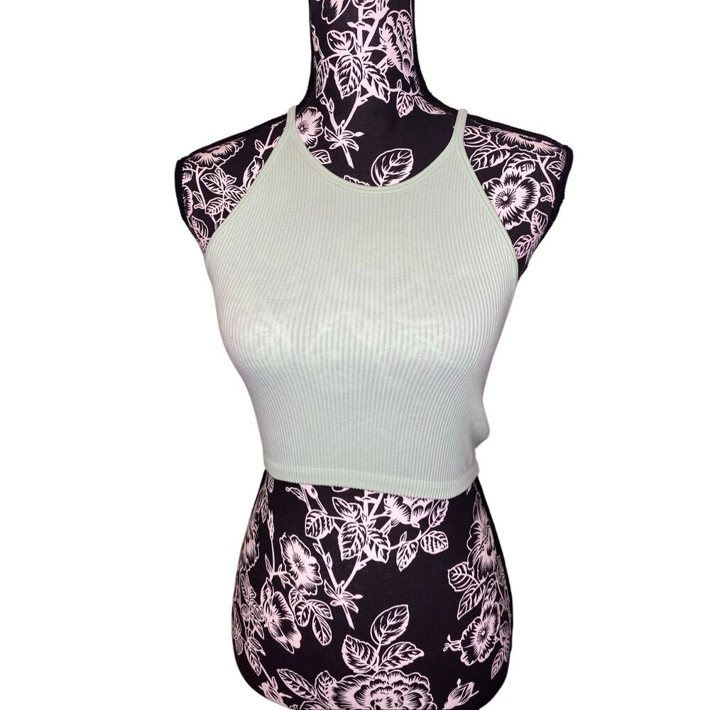 Love Tree Seamless Ribbed Crop Tank Mint Green Y2K Stretch Cami Bralette Top
